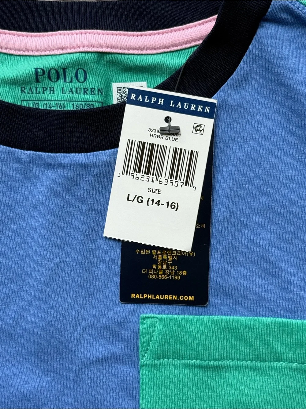 Ralph Lauren Colorblock Pocket Tee - Blue/Yellow/Pink/Green
